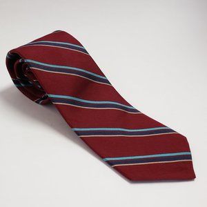 Men's Stripe Silk Tie Michael Reed Designer Collection Silk Red 59"